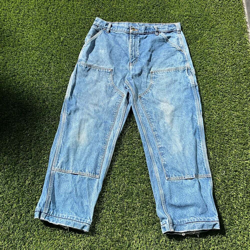 Carhartt B73-Dst Loose Original Fit Double Knee Jeans 36x30 Faded Blue